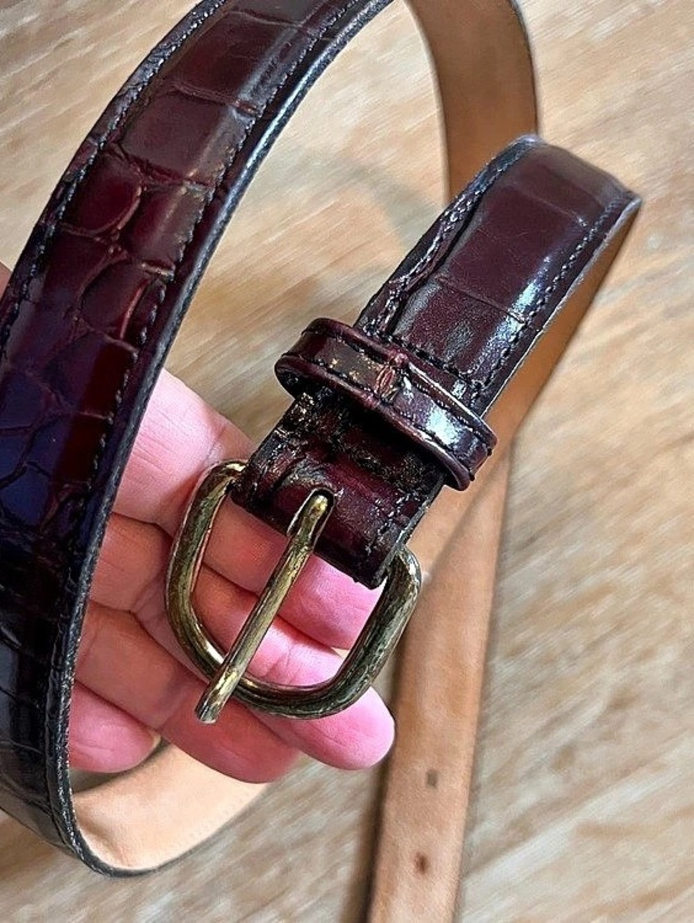 Bill Blass Leather Embossed Belt Brown Size 36 Gently Used